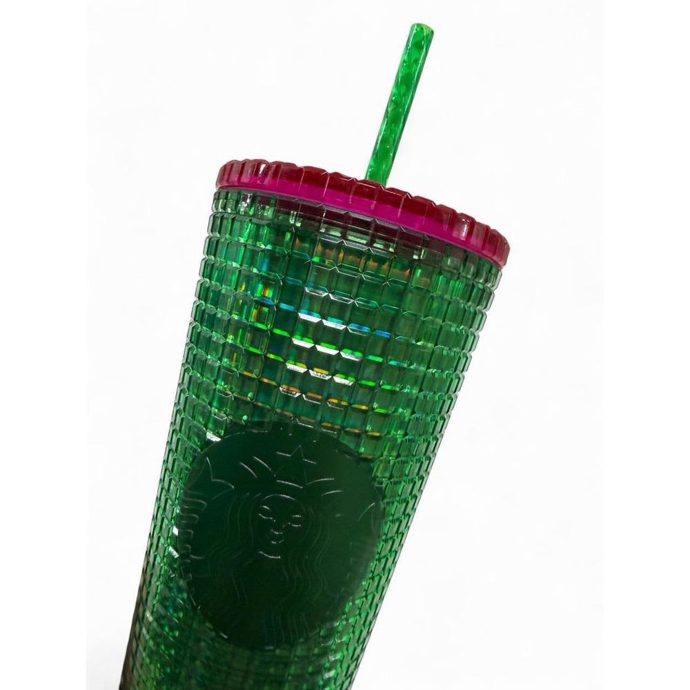 STARBUCKS Spring 2023 Watermelon Green Pink Grid Spike Vente 24oz Cold Tumbler